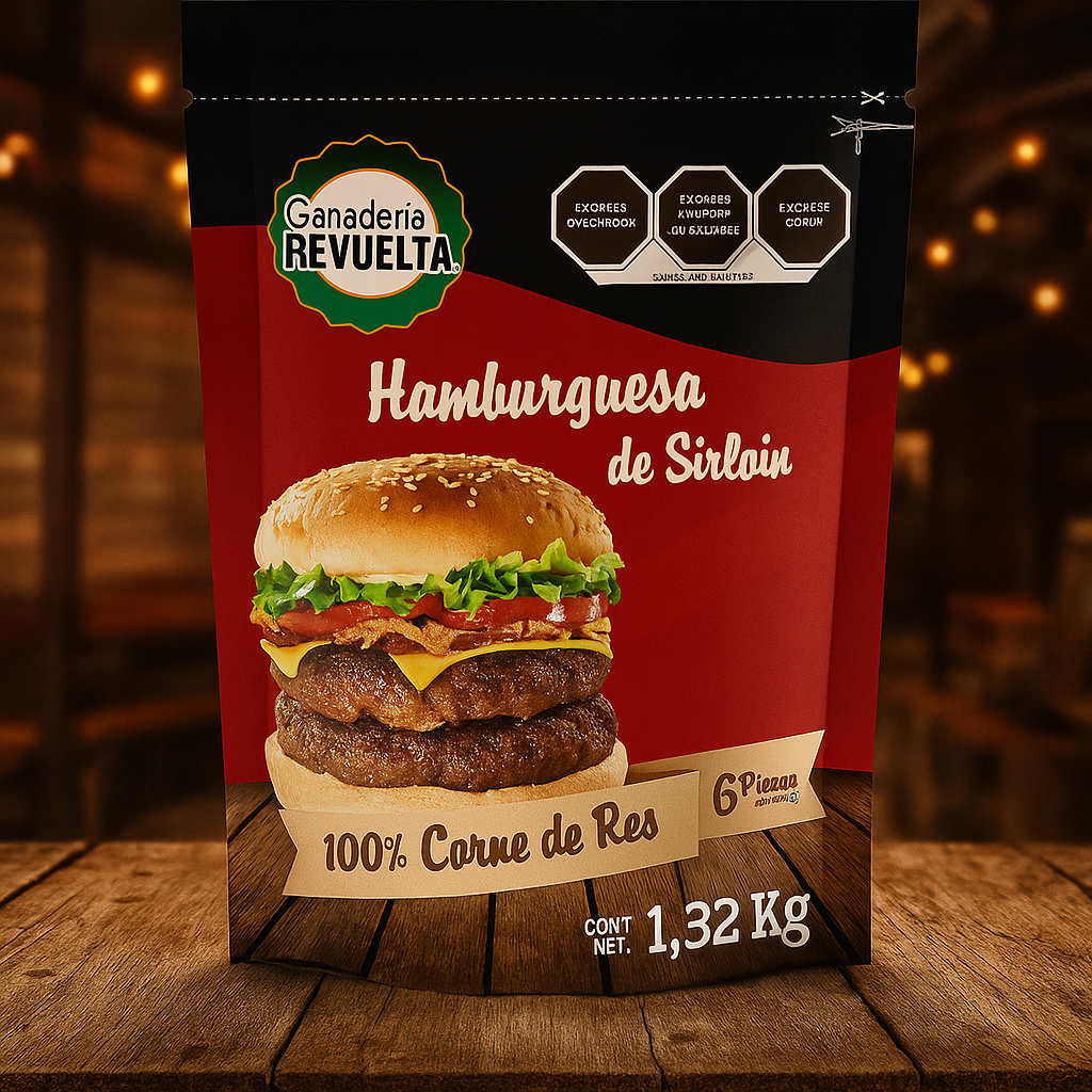 HAMBURGUESA 100% SIRLOIN 6 PZAS DE 220 GR C/U