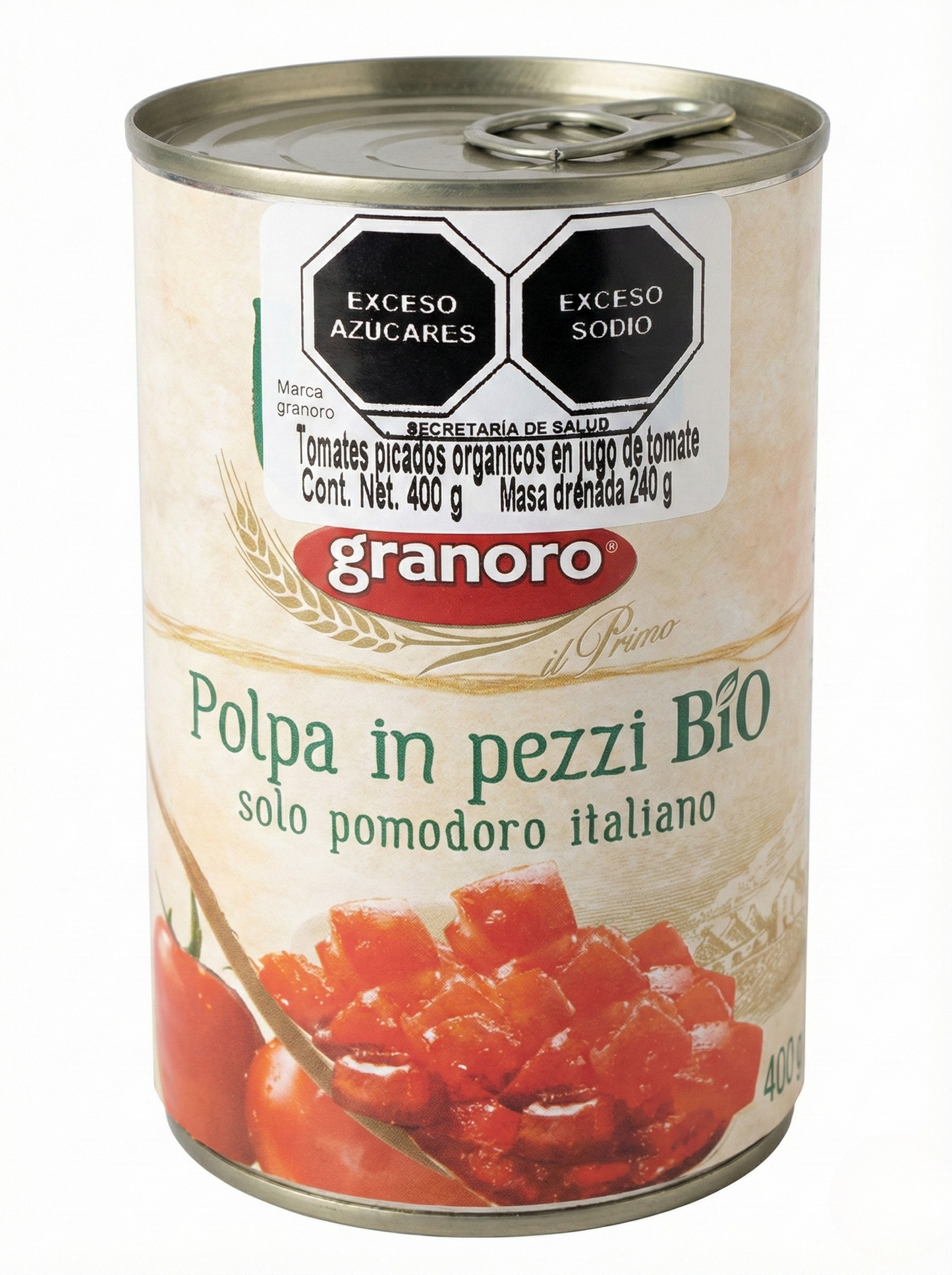 Pulpa de Jitomate Orgánico en Trozos Granoro - 100% Italiano (400g)