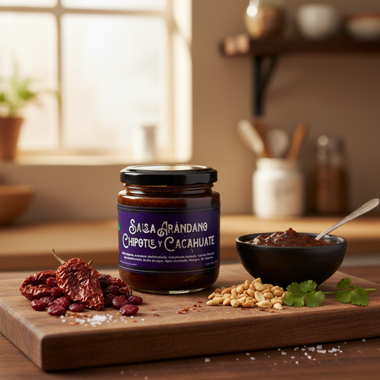 SALSA CASERA ARANDANO, CHIPOTLE Y CACAHUATE 220 GR