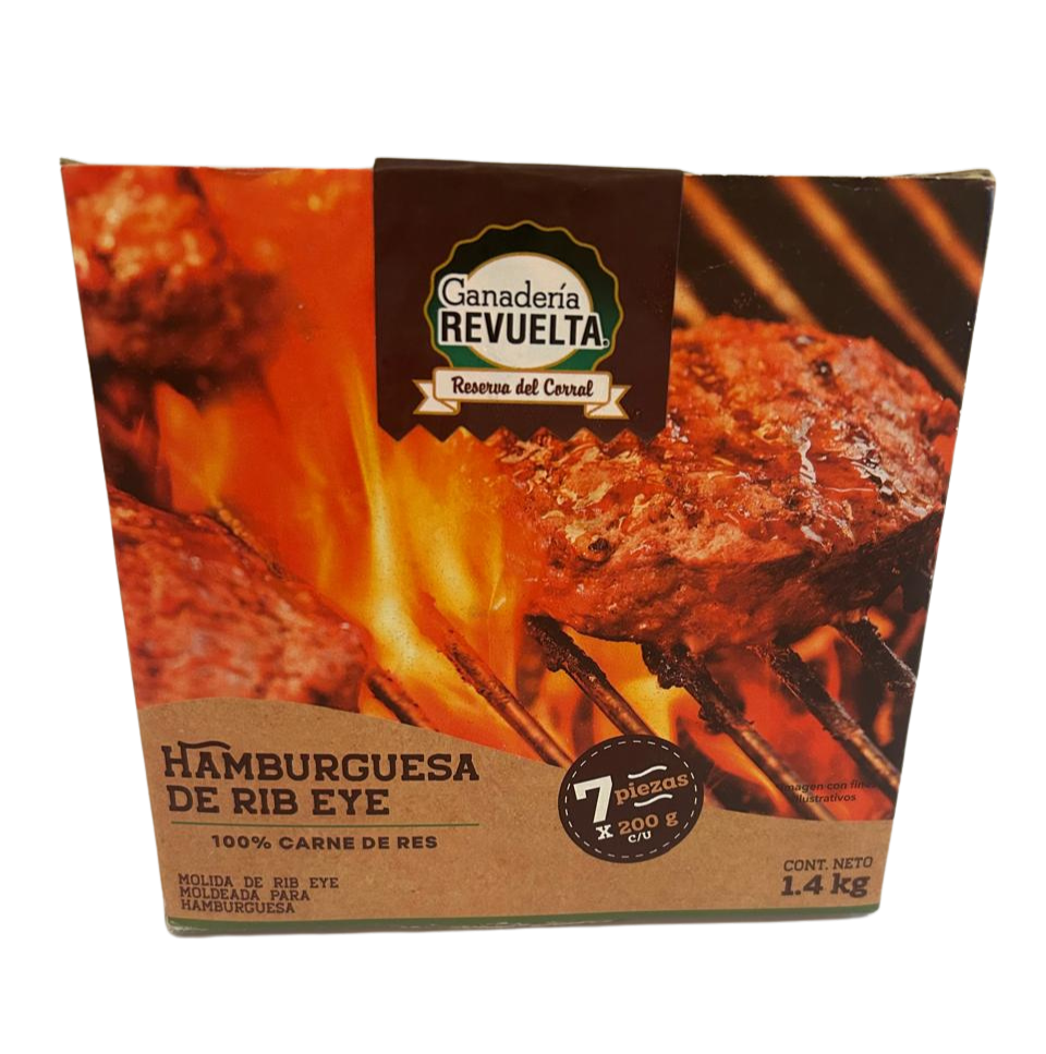HAMBURGUESA 100% RIB EYE 7 PZAS X 200 GR C/U