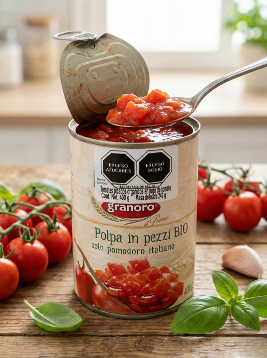 Pulpa de Jitomate Orgánico en Trozos Granoro - 100% Italiano (400g)